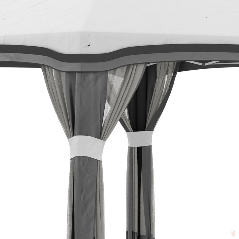 Tente à auvent escamotable avec filet Outsunny, Gris