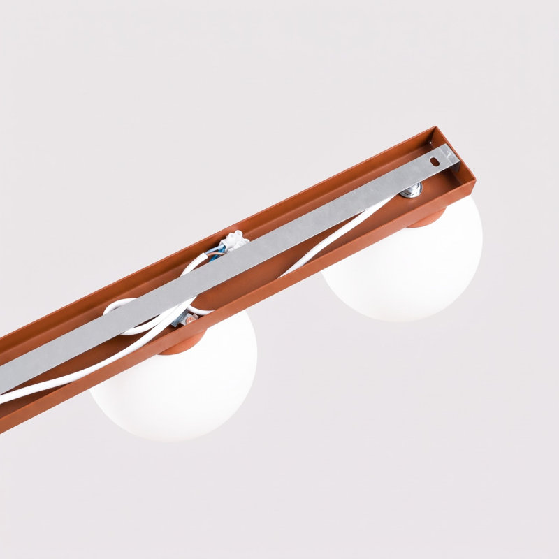 Yoli Steel Flush Mount, Red Ochre, 50x12x14,5 cm, 3 Lights