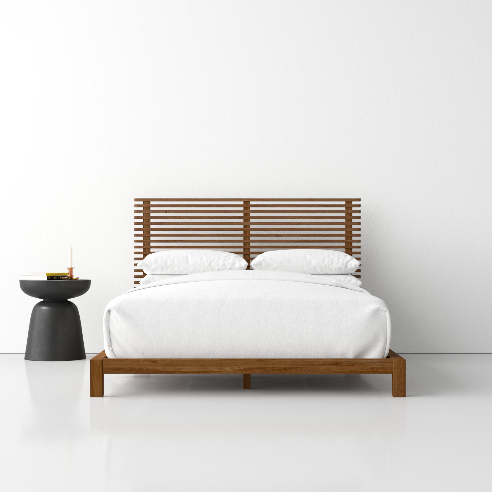 Finnian Solid Wood Bed, Full / Double, Walnut