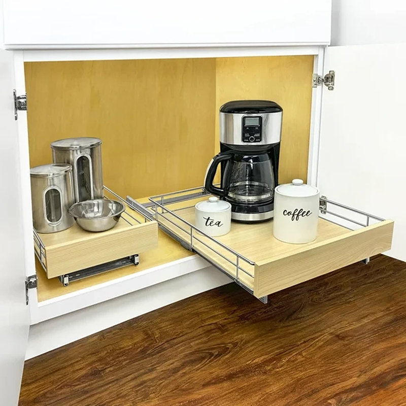 Lynk Professional 11" x 21" Wood and Chrome Pull Out Drawer