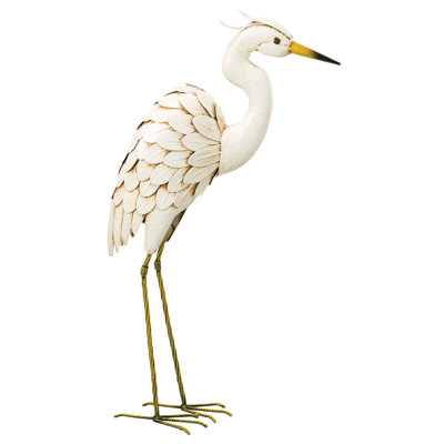 Llanes 27 Inch Bird Statue Metal Outdoor Garden Statuary Standard - Down