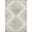 Tapis lavable en lin ivoire et bleu avec protection UV 3 pi x 5 pi Tribal