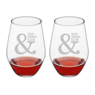 Ampersand Name And Date 19oz. Wine Glass Set