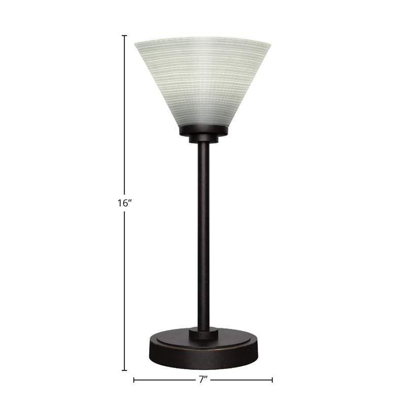 Lampe d'appoint Aneka montrée avec verre matriciel de 7 po, Blanc, Granit foncé