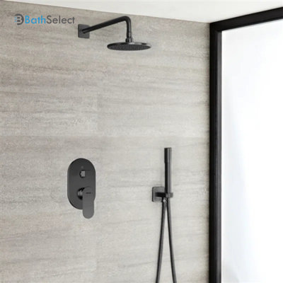 Ensemble de douche encastré en bronze huilé avec robinet mélangeur thermostatique Bravat - Design moderne et fonctionnel