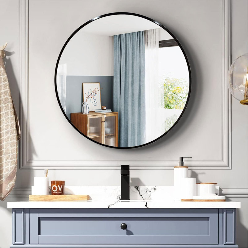 Miroir de salle de bain 36 po., Noir, 36 po x 36 po