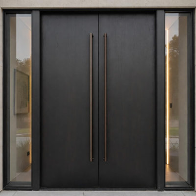 Modern Contemporary Long Stainless Steel Push Pull Door Handle for Home Entrance Glass Shower Wooden Barn & Office Store Shop Doors - Elite Model - Round