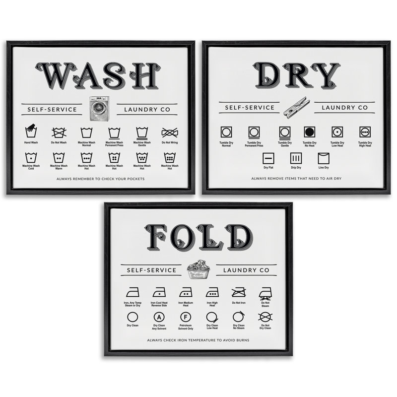 Ensemble de 3 cadres flottants Wash Dry Fold, Cadre flottant noir de jais, H 17 po x l 21 po