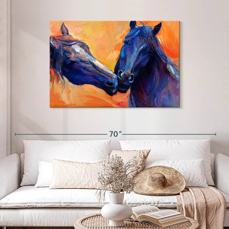 Brampt Blue Horses, 30" H x 45" W