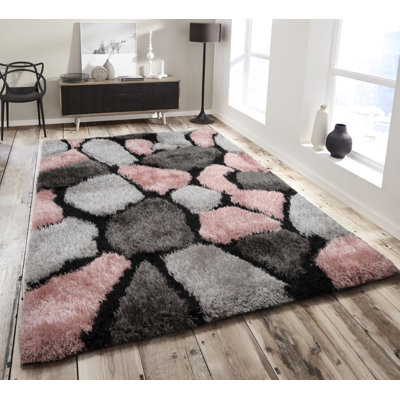 Hospers Geometric Hand Woven Shag Area Rug