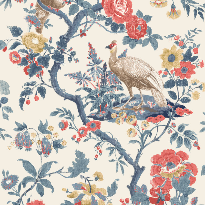 Ashmore Wallpaper Roll, Indigo/Red