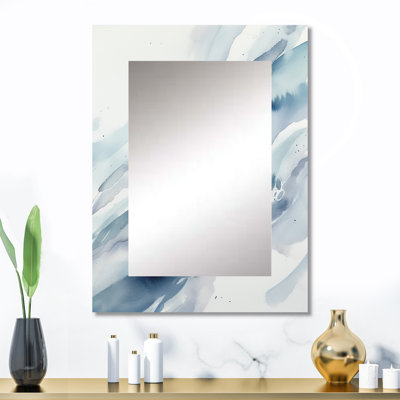 Blue Whirlwind II - miroir de formes abstraites, miroir mural bleu unique, impression d'art en métal