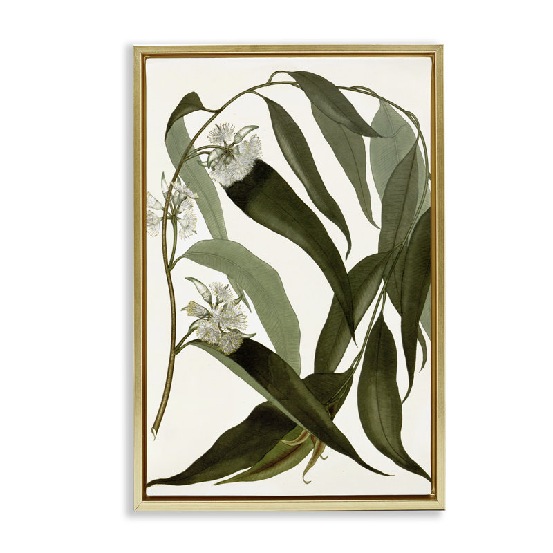Fleur courbée aux herbes sauvages, H 31 po x l 21 po, Cadre flottant métallique doré
