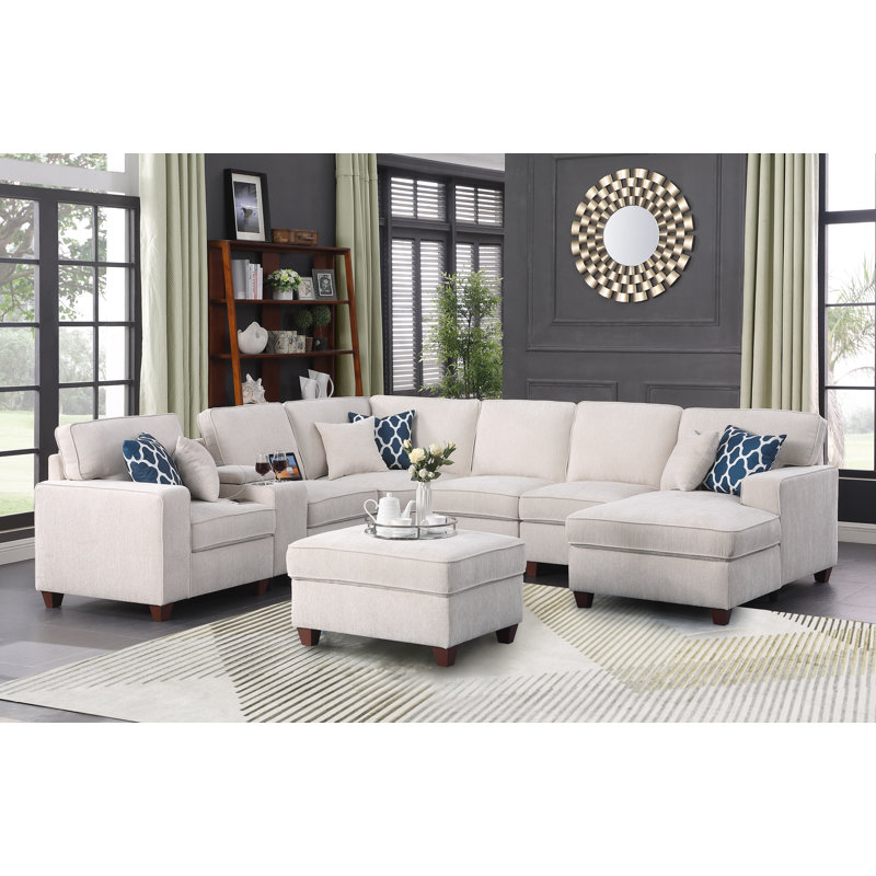 Canapé modulaire 8 pièces 8 pièces, Chenille beige