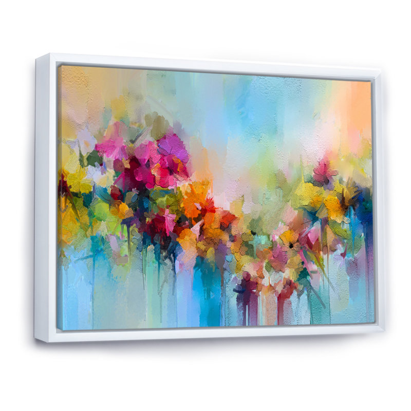 «Abstract Paintbrush Spring Flower Bouquet II», reproduction sur toile flottante, H 16 po x l 32 po x P 1 po
