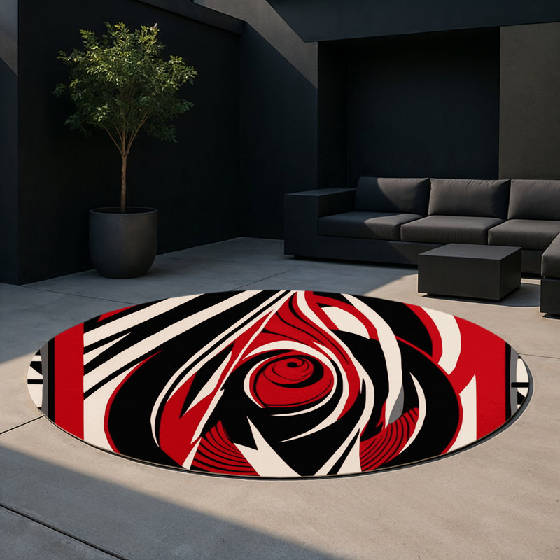 Abstract Ascent Indoor And Outdoor Area Rug, Round 5'