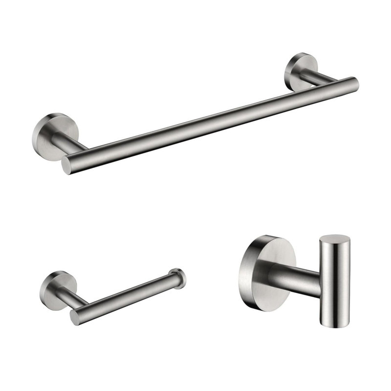 Wall-mounted bathroom hardware set (3-piece set) made of high-quality stainless steel, Brushed Nickel