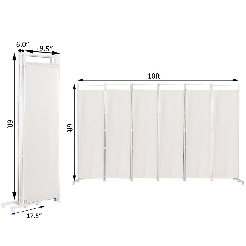 Cloison pliante en métal à 6 panneaux l 120 po x H 72 po Levasseur, Blanc crémeux