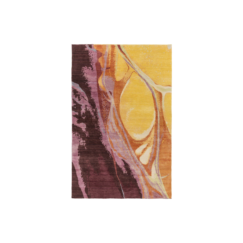 Bender Wool Abstract Area Rug in Gold/Burgundy, Rectangle 6' x 9'