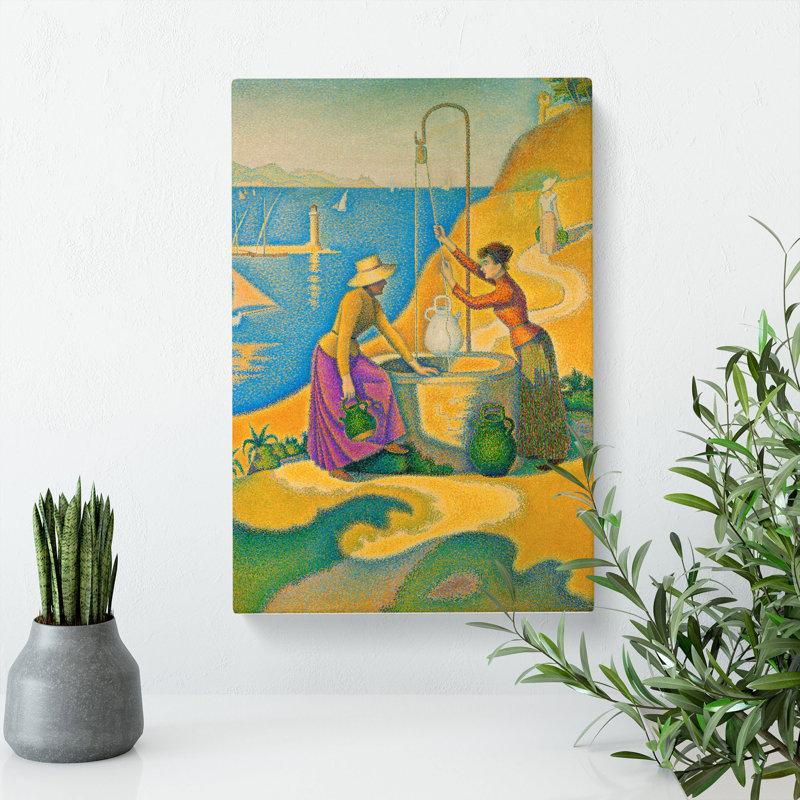 Women At The Well by Paul Signac - Wrapped Canvas Painting, 50cm H x 35cm W x 3cm D