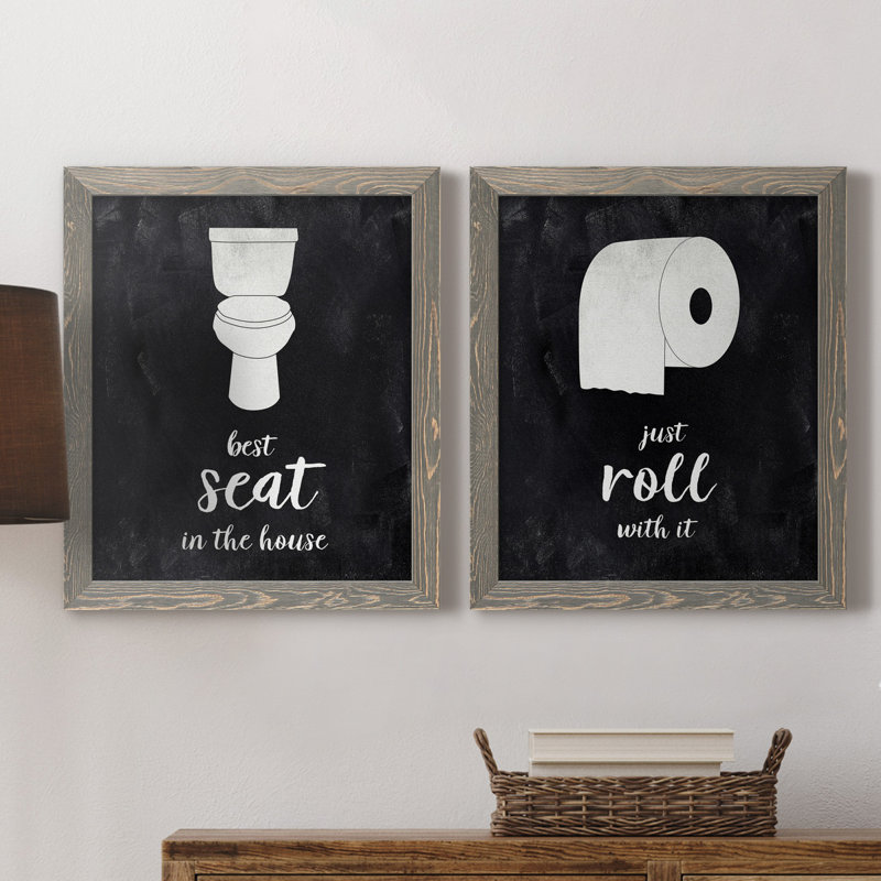 «Best Seat», ensemble de 2 reproductions d'art textuel, H 20 po x l 17 po, Toile encadrée, Gris