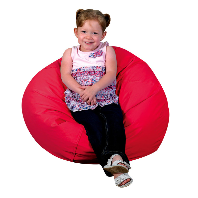 Small Vegan Leather 26" Round Bean Bag, Red Faux Leather