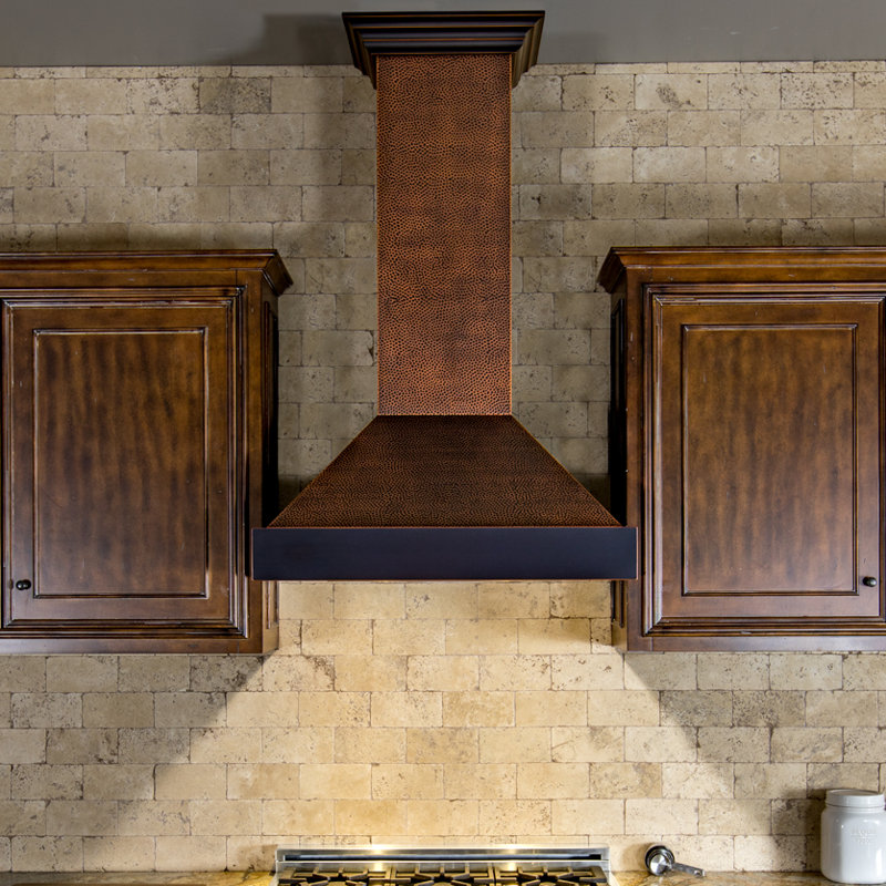 30" 400 CFM Ducted Wall Mount Range Hood, Hand-Hammered Copper, 30" W