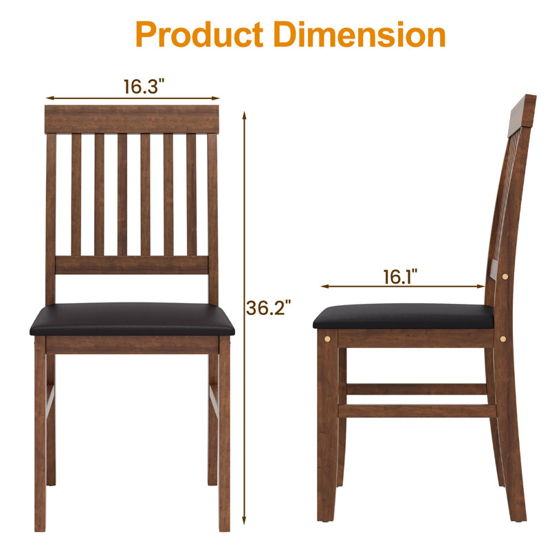 Heidy Rubber Wood Dining Chairs Set Of 4, Black/Brown