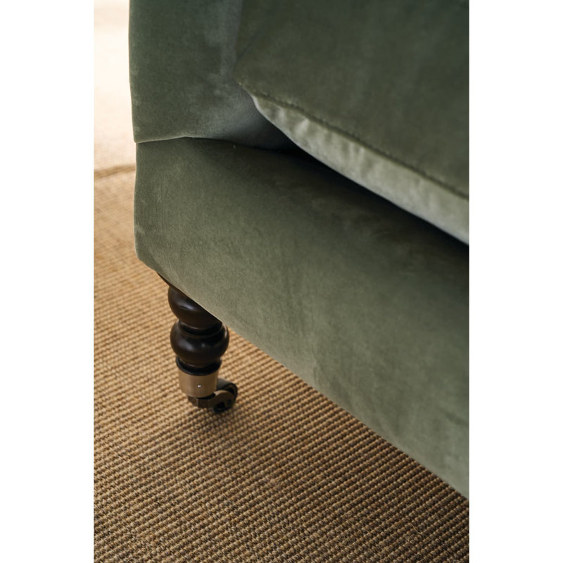 Madeline Sofa, Dark Brown Wood, Light Green, 34"H x 71"W x 40"D