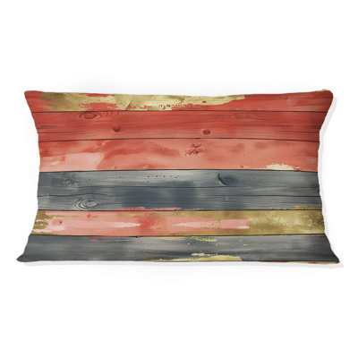 Motif de grange en bois rouge et or II - Coussin Country