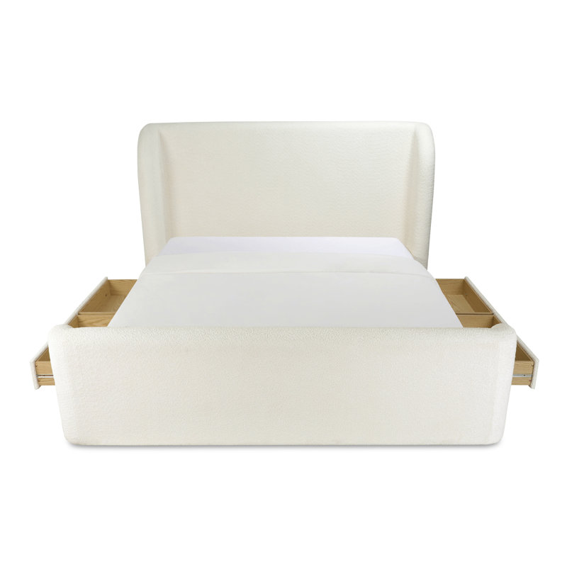 SOPHIA Upholstered Wingback Storage Bed, King, Cream Boucle
