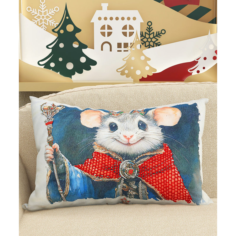 Coussin Vibhsa, Rectangle H 14 po x l 24 po, Noël blanc