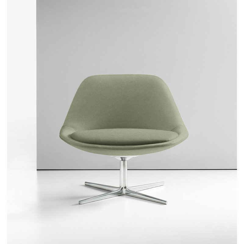 Chiara Lounge Chair, Polished Aluminum, Vella Peppercorn