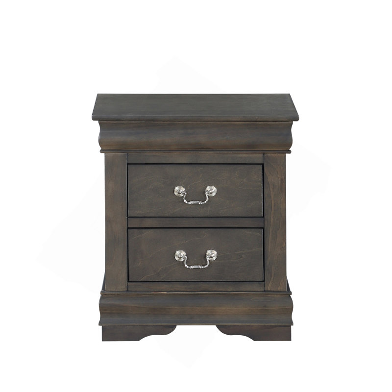 Table de chevet 2 tiroirs gris foncé, Dark Grey