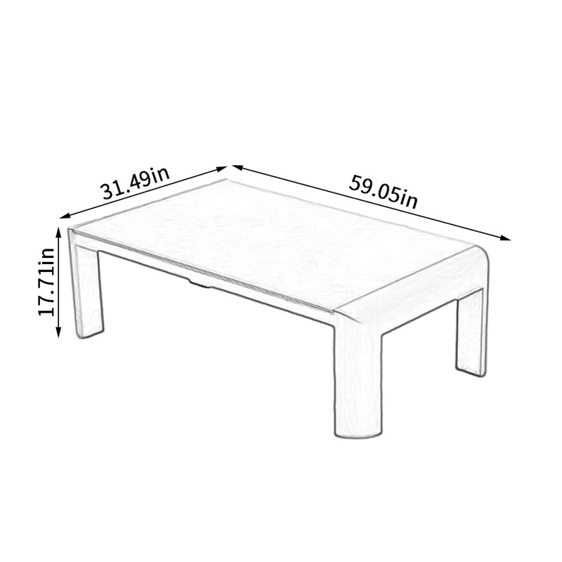Table d'appoint d'extérieur Mulero, H 17,71 po x l 31,49 po x L 59,05 po