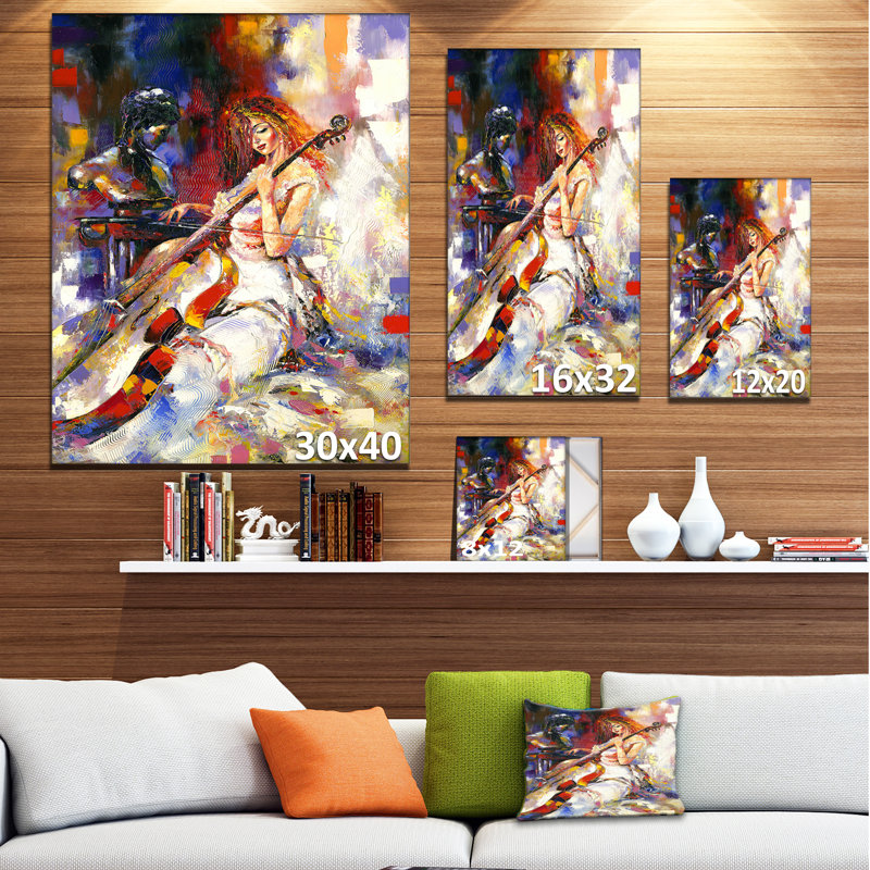 «The Guitarist's Music», peinture, H 40 po x l 30 po x P 1,5 po, Toile tendue