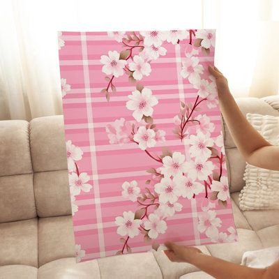 Floral Pink Plaid Flowers Unframed Art Print