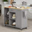 Chariot roulant pour îlot de cuisine avec plateau de boucher - Poste de travail portatif avec tablettes de rangement et roulettes verrouillables-304265253