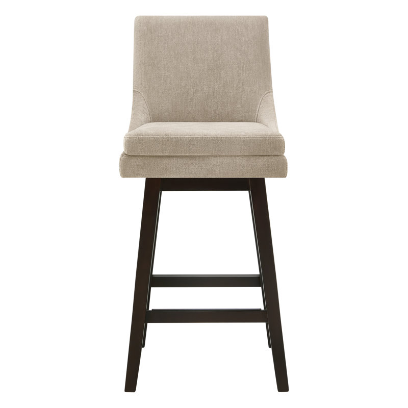 Zahara Upholstered Swivel Counter & Bar Stool, Bar Stool (30” Seat Height), Tan Polyester/Brown