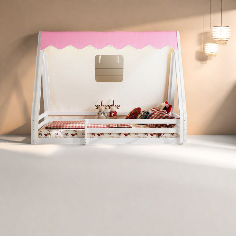 Lits en bois massif Montessori, conception de tipi, garde-corps pleine longueur pour la maison