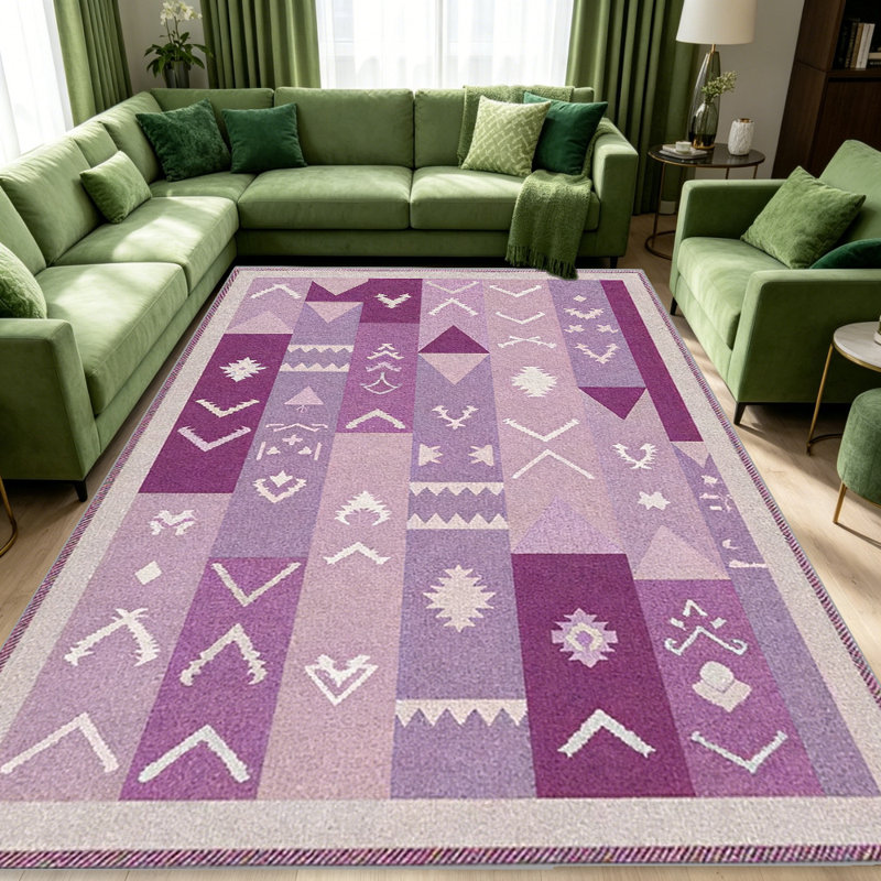 Purple Striped Rug carpet-easy to clean, machine-washable, soft and comfortable; suitable for door mats, kitchens, living rooms, bedrooms, corridors, and laundry areas. Easy to clean, durable carpet for home decoration.