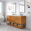 Tessa 72 In. Mango Wood Carrara White Marble Countertop Bath Vanity Faucet-123223560