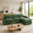 100" Modern Chenille Upholstered Sectional With Storage Ottoman-1045724516