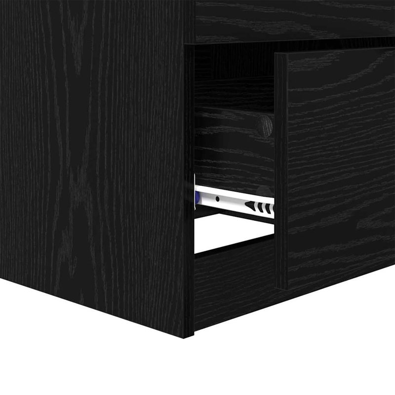 45cm W Manufactured Wood Bedside Table, Black Oak
