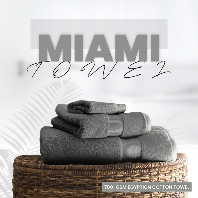 Miami Egyptian Cotton 700 GSM Bathroom Towel Set, Ultra Soft, Plush & Highly Absorbent Hand Towels, Bath Towels & Bath Sheets