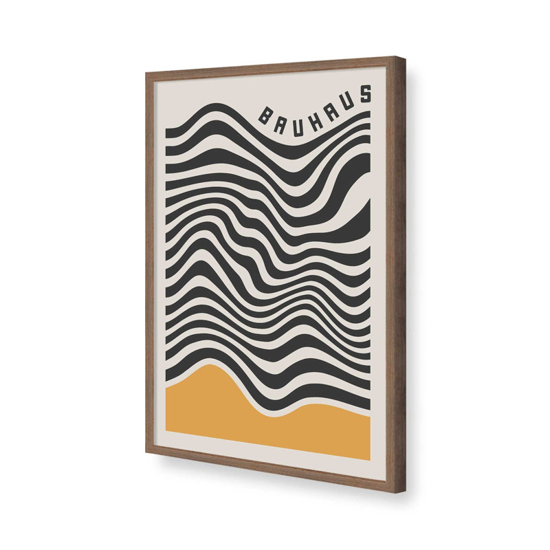 Bauhaus Wavy Lines And Yellow By Cocoon Design Canvas Art Print, 32" H x 24" W, Brown
