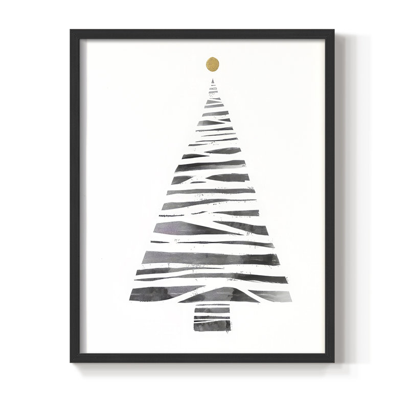 «Christmas Tree I», reproduction encadrée - bois massif, H 15 po x l 12 po, Noir, noir, noir, noir