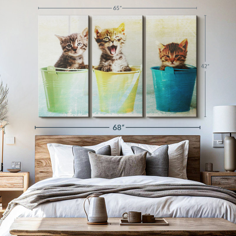 " Kittens " 3 - Pieces, 42" H x 65" W
