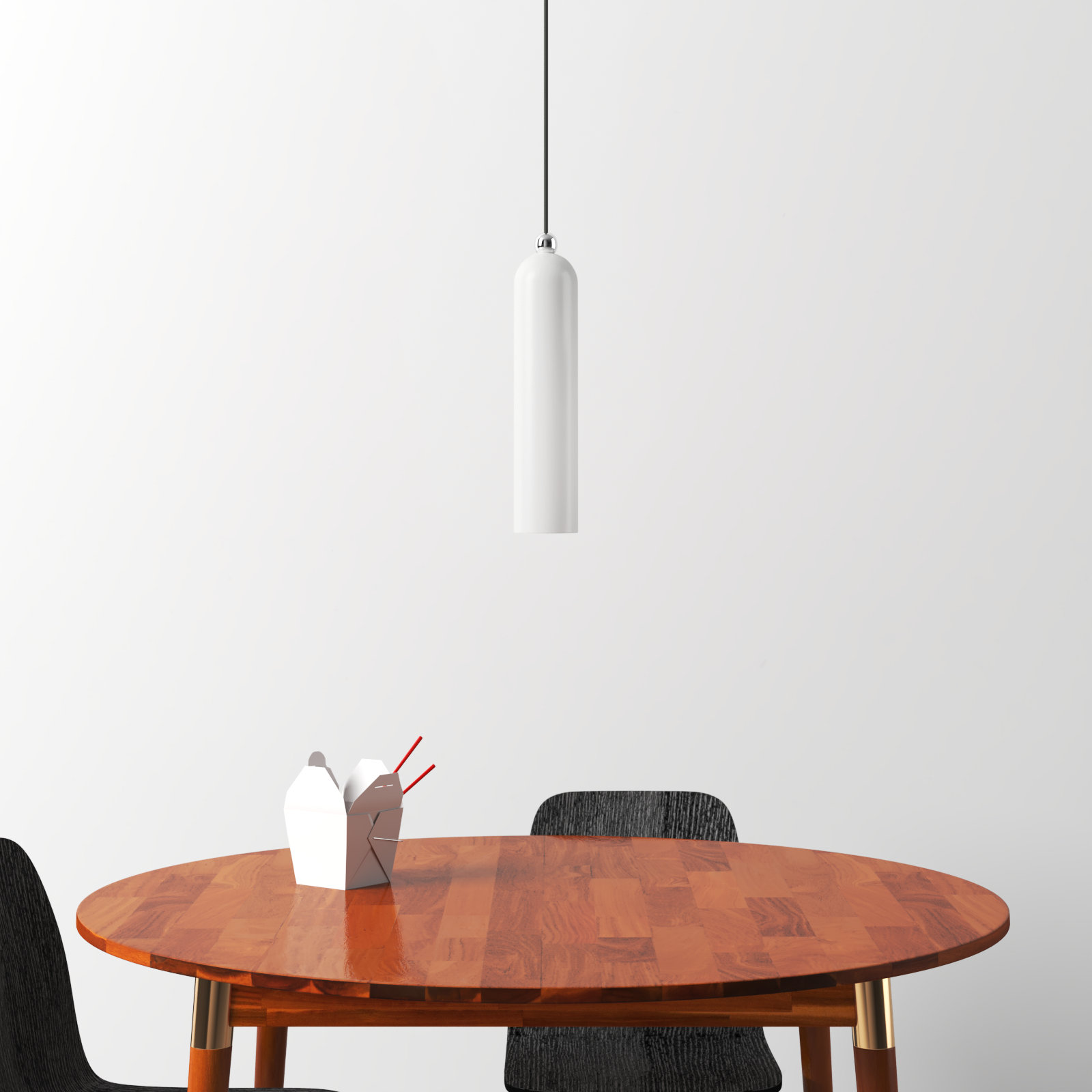 Hanne 1 - Light Single Cylinder Pendant, Shiny White