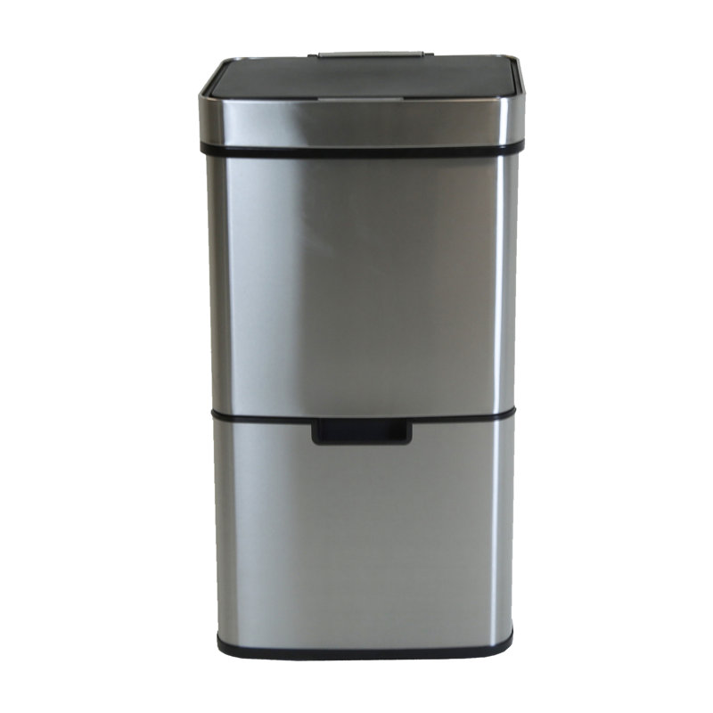 Stainless Steel Motion Sensor Multi-Compartment Rubbish & Recycling Bin - 16.38 L